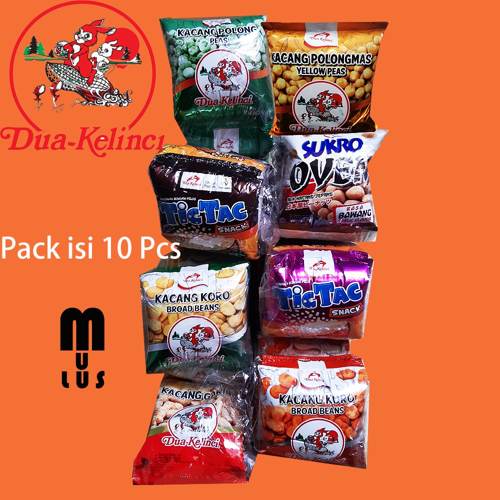 

Perpack [10 pcs] Sukro Dua Kelinci Aneka Kacang, tic tac, Kacang Koro, Kacang Kulit