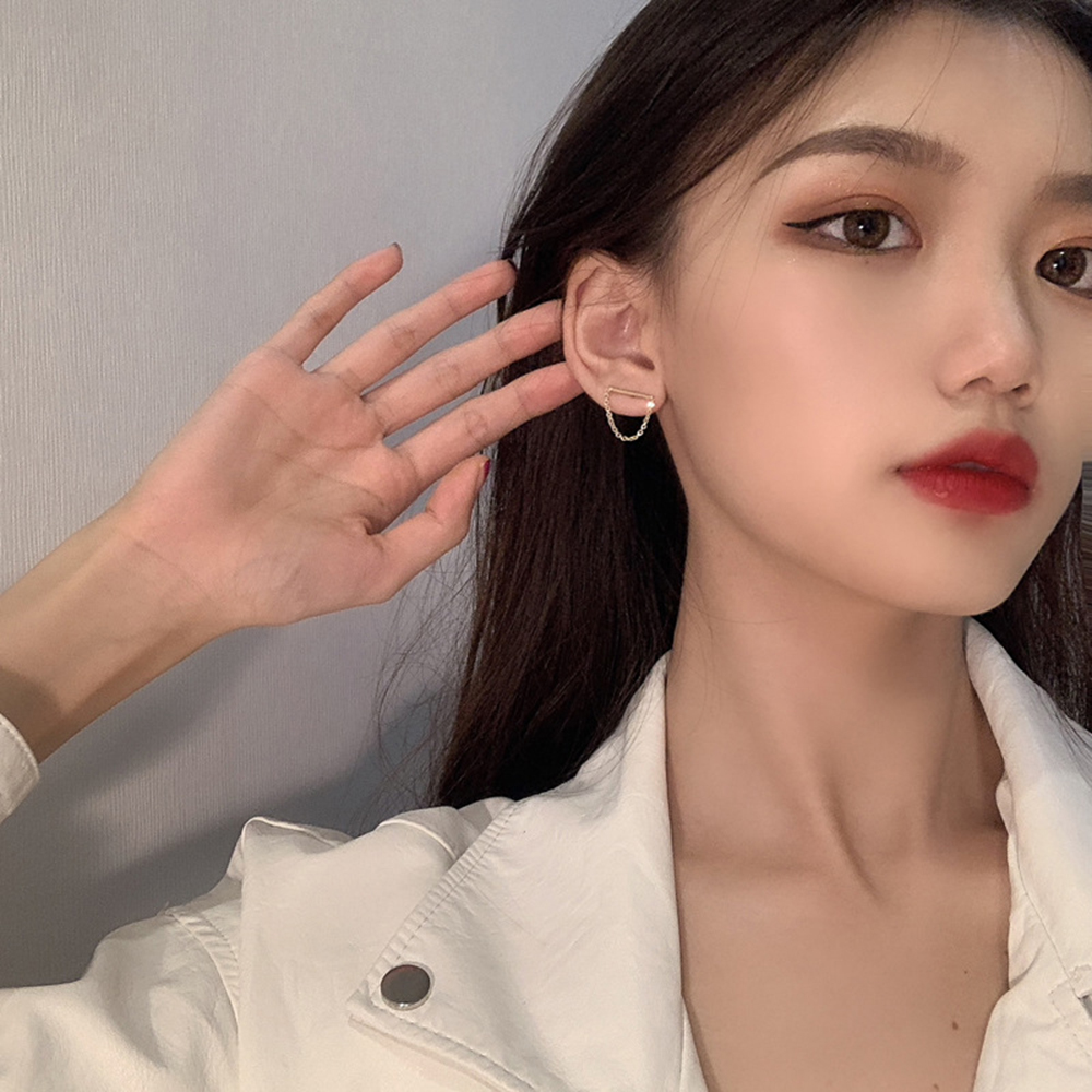 xijing1 925 Jarum Perak, Anting Rantai Rumbai Temperamen Sederhana-3