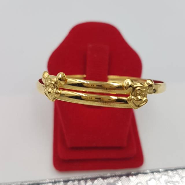 Gelang anak bayi emas asli Kadar 16K / 700 model mickey mouse polos