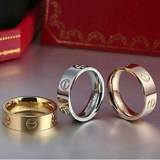 Cincin Unisex Titanium Ctr Polos ( Tampak Diamonds ) Tersedia Warna Rosegold, Gold dan Silver