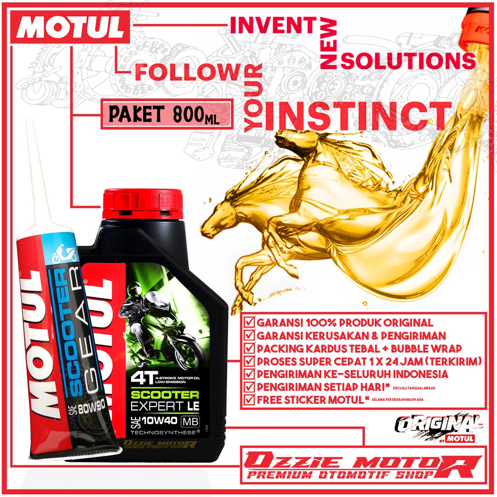 PAKET BUNDLE OLI MATIC MOTUL EXPERT LE 10W40 800ml dan SCOOTER GEAR 80W90 120ml IMPORT