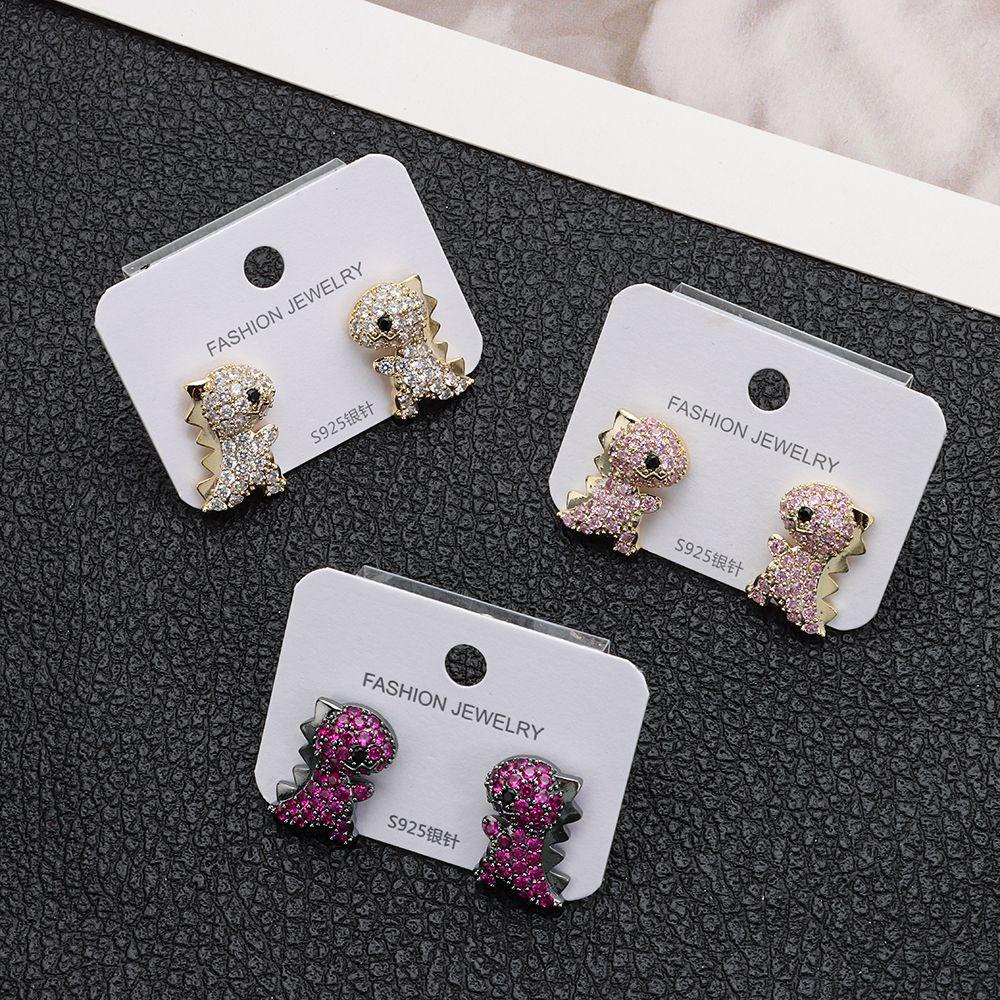 R-bunga Berlian Imitasi Anting Perhiasan Bersinar Fashion Berlian Stud Earrings