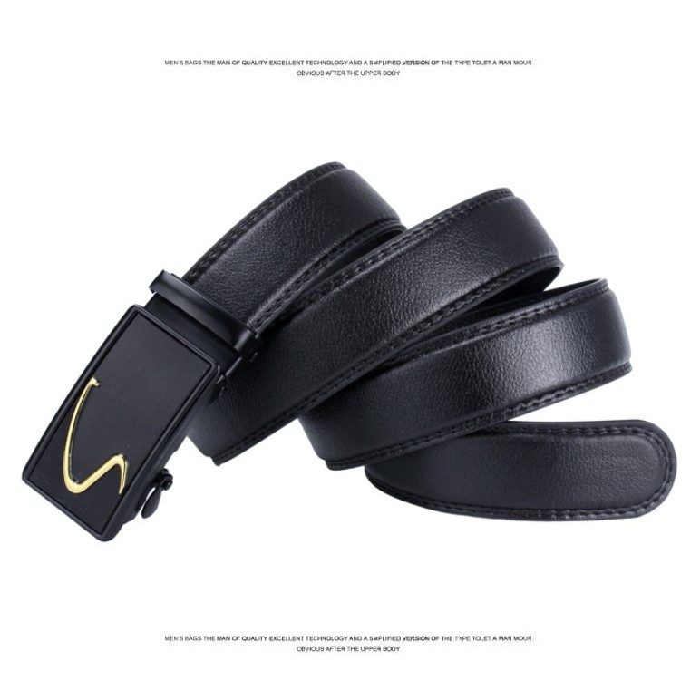 Ikat Pinggang Impor BLACK GOLD Pria Korea Fashion Belt Ban Gasper Gesper Sabuk Cowo Kulit Men Belt