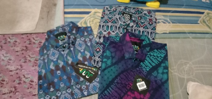 (ready Big Size) Babedo Kemeja Batik Slimfit Pria Motif Torpedo Biru Lengan Panjang Premium