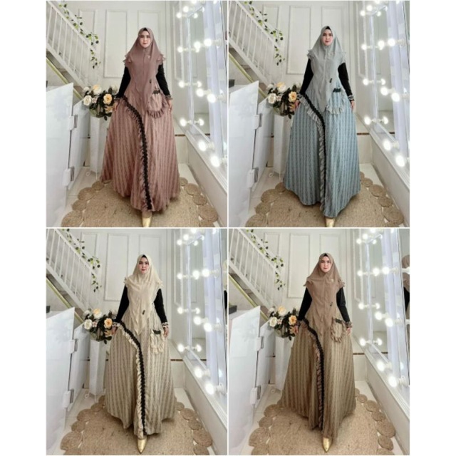 Alisti Syar'i Payet ORI by Aje Zas Collection / Gamis Set Syar'i / Gamis Polos Hitam / Syar'i Polos 