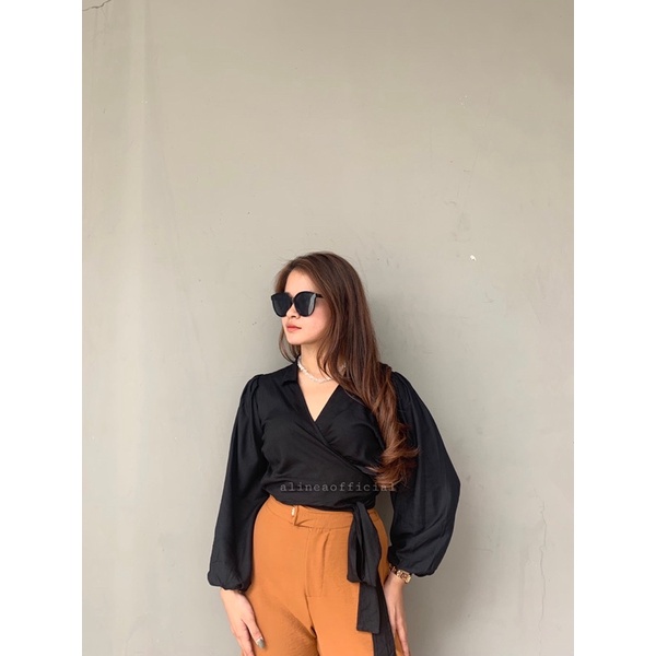 (BISA COD) DESITA CROP WRAP BLOUSE / BAJU KEMEJA ATASAN BLOUSE WANITA / OUTFIT SELEBGRAM VIRAL