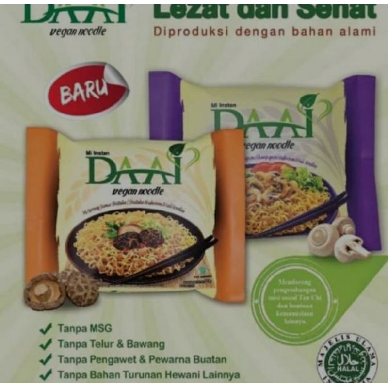 

Mie Goreng Sehat DAAI tanpa msg 110gr ( Vegan Noodle )