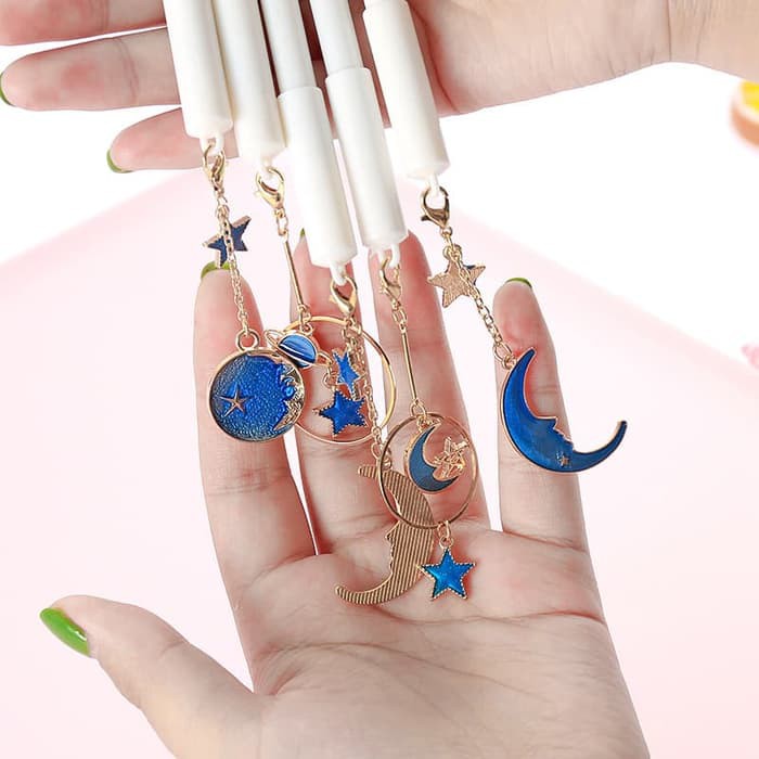 

Pulpen Gel Unik / Pen Gel Motif Bulan Bintang Biru Cantik
