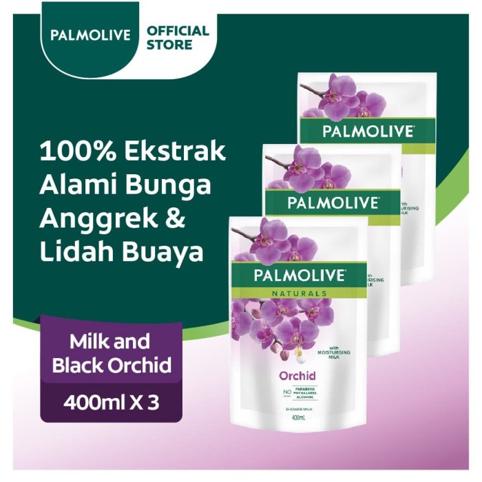 Palmolive Sabun Mandi Naturals Milk & Black Orchid Refill 400ml Isi 3