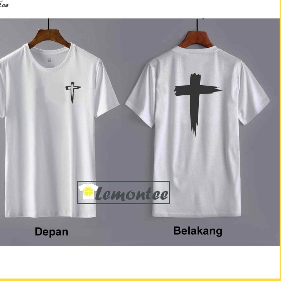 Hot Sale - Kaos Rohani Kristen Katolik SALIB 3 Kaos Distro Pria Wanita Cowok Cewek Sablon Gambar Tul