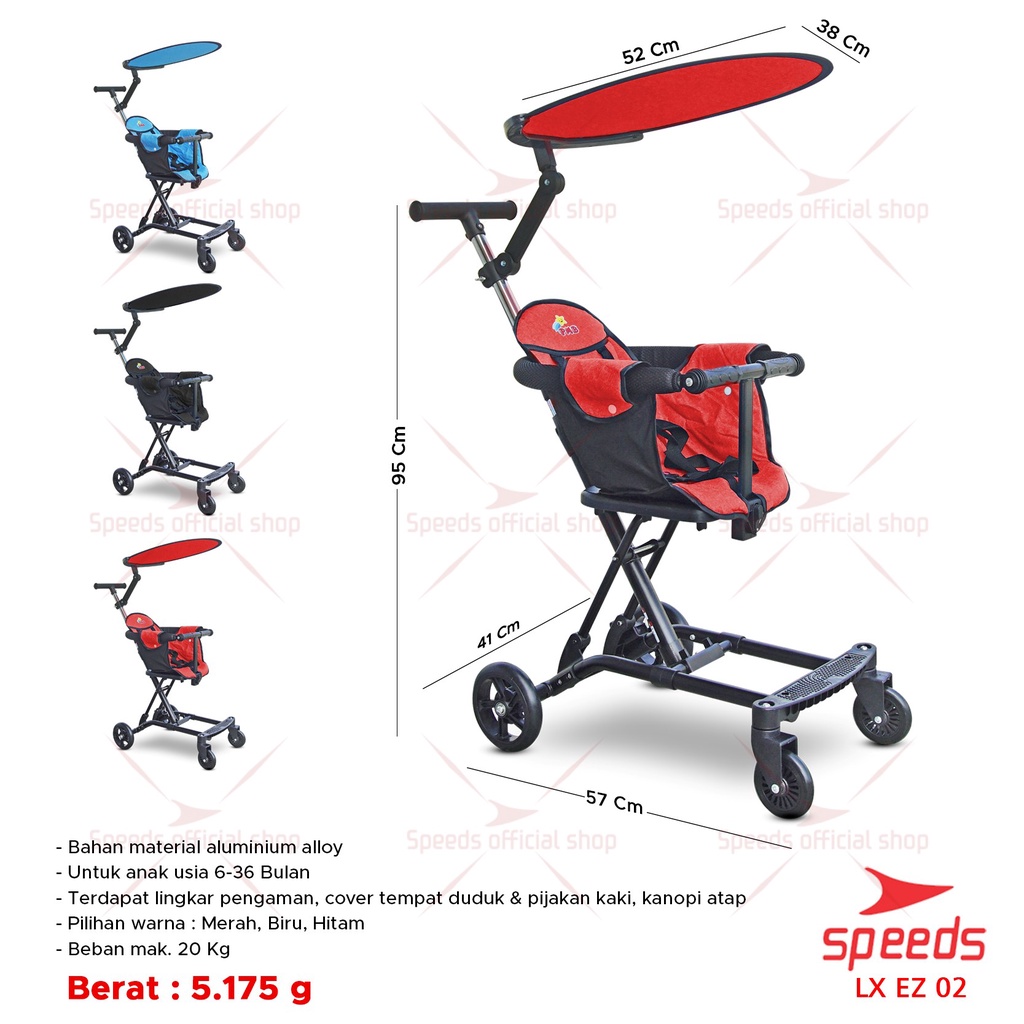 SPEEDS Stroller Anak Full Cover  Portabel Premium Newborn Baby Stroller Travel 2 Fitur Lengkap Kereta Dorong Bayi LX 073-3