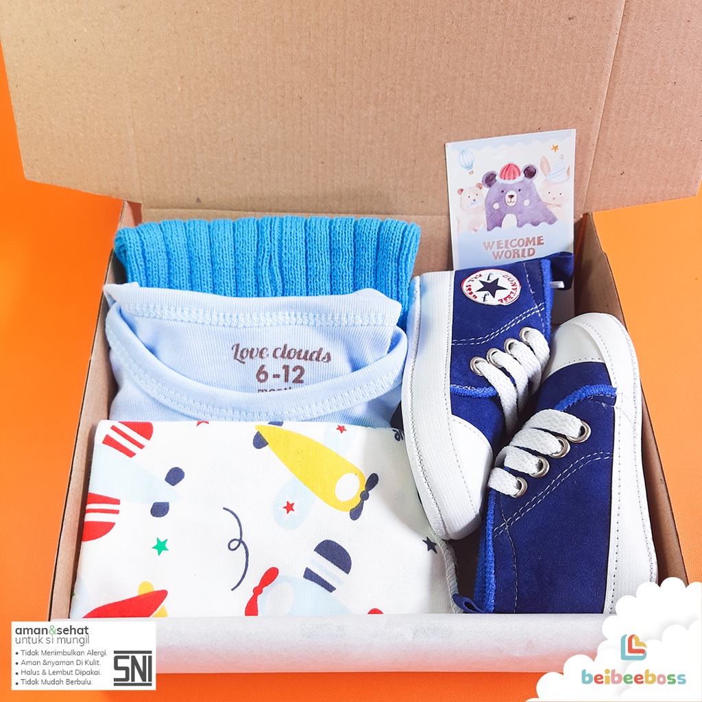 HAMPERS KADO BAYI LAKI LAKI DAN PEREMPUAN BABY GIFT-paket moon biru