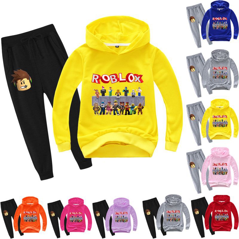 Roblox Children Boys Tracksuit Fashion Kids Casual Hoodie Long Gray Pants Sweatshirt Set Shopee Indonesia - hoodie roblox clothes codes boy