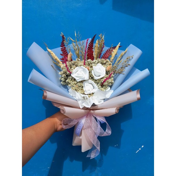 Buket bunga wisuda | bunga kering | buket tunangan