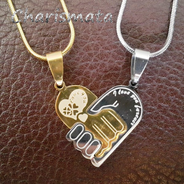 KALUNG TITANIUM COUPLE HATI TANGAN