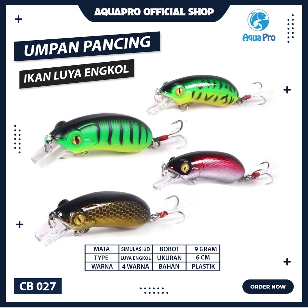 Aquapro CB027 Umpan Pancing Luya Engkol 6Cm 10G Batu Tenggelam dengan Kait Bulu Umpan Keras Umpan Pancing Minnow Crank Simulasi Alat Putar Imitasi