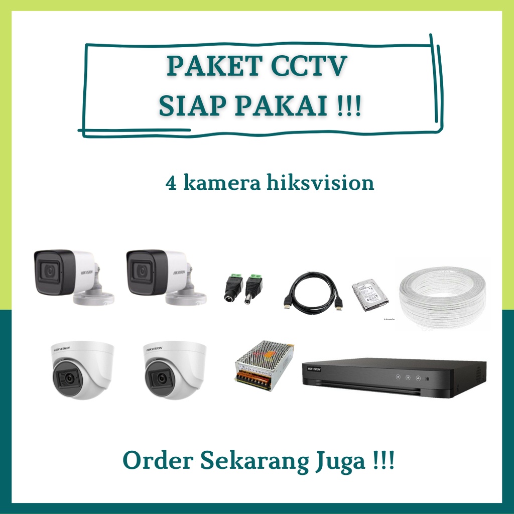 PAKET CCTV HIKVISION 4 KAMERA.CCTV JABODETABEK CCTV INDOOR OUTDOOR