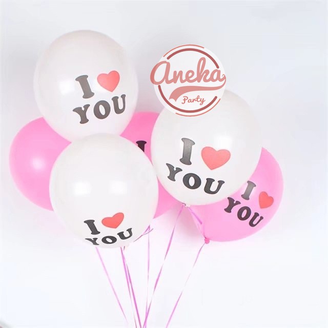 Balon Latex motif i love you 1 PACK ISI 100 Pcs / Balon per pak / Balon Karet tulisan ilove you