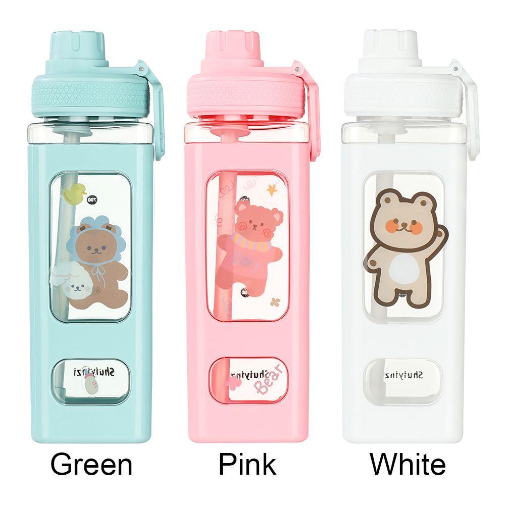 Suyo Botol Minum 700ML Motif Kartun Beruang 3D Dengan Sedotan Untuk Sekolah / Travel / Outdoor