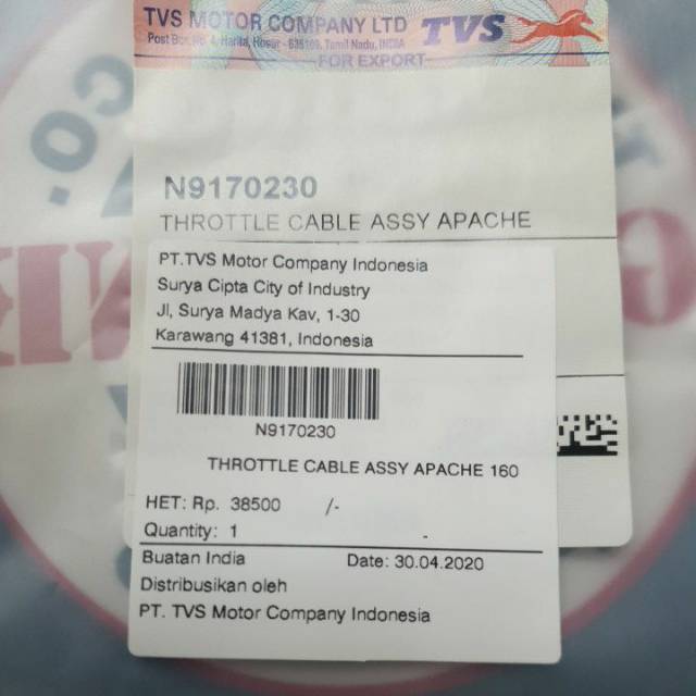 Kabel Gas Apache 160 dan 180 TVS. Throttle cable assy apache 160