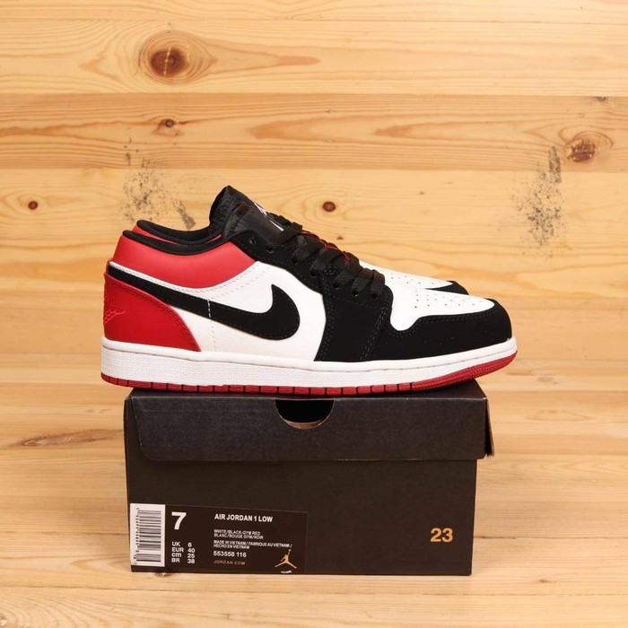 Sepatu Nike Air Jordan 1 Retro Low Black Toe Shopee Indonesia