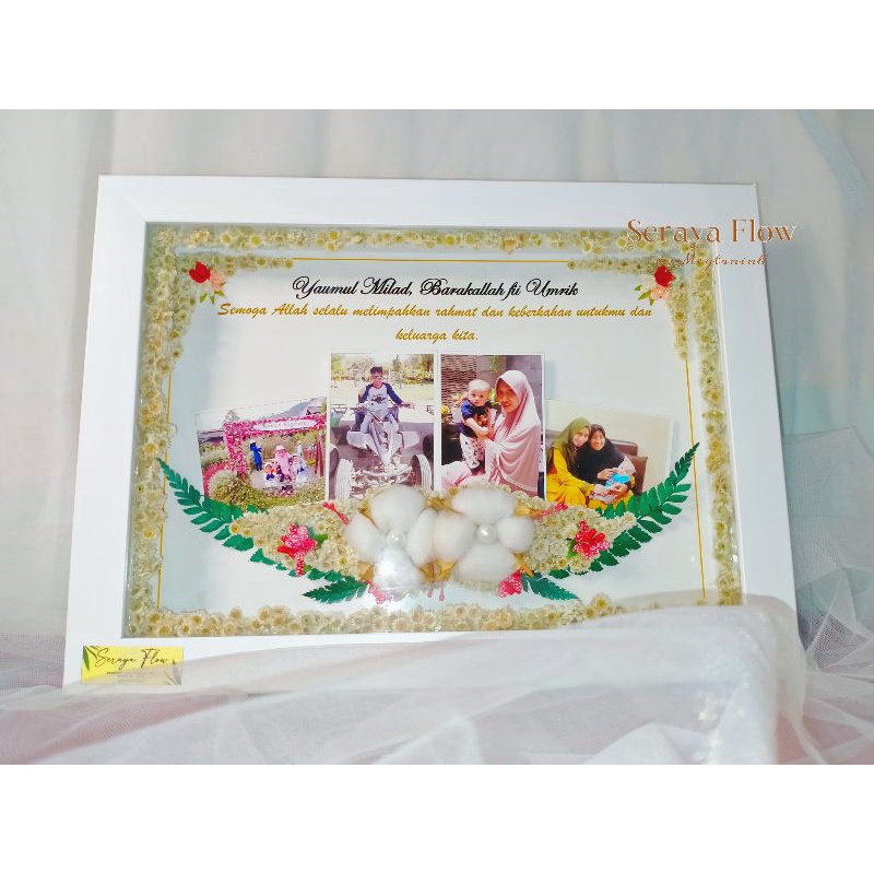 flower in frame 3D/ scrapbook 3D Hadiah ulang tahun, wisuda, kado guru size sedang