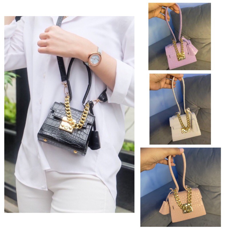 TAS ANDIN MINI KUNCI KOTAK | FREE POM-POM || ( KUALITAS PREMIUM )