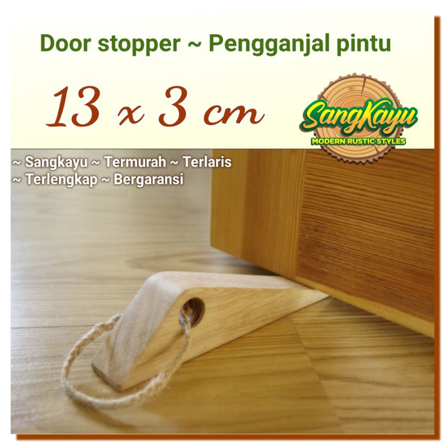 SangKayu Door Stopper Solid Kayu Pengganjal Pintu Ganjalan Pintu Penahan Pintu