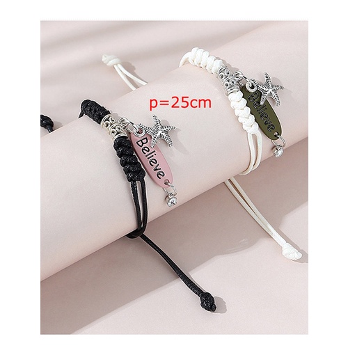 LRC Gelang Tangan Fashion Black+white Little Starfish Bracelet Set Y65673