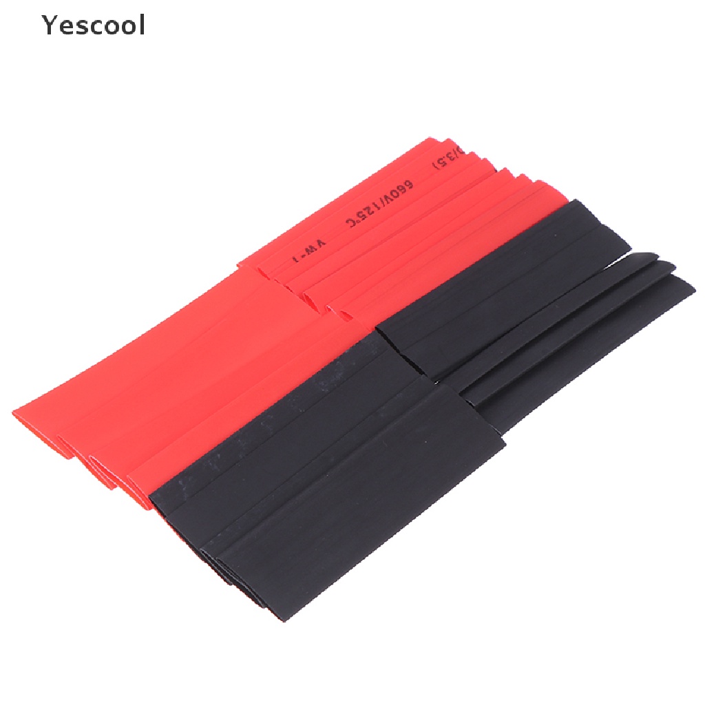 Yescool 127Pcs Selang Bakar heat shrink Tahan Cuaca Aneka Ukuran Warna Hitam