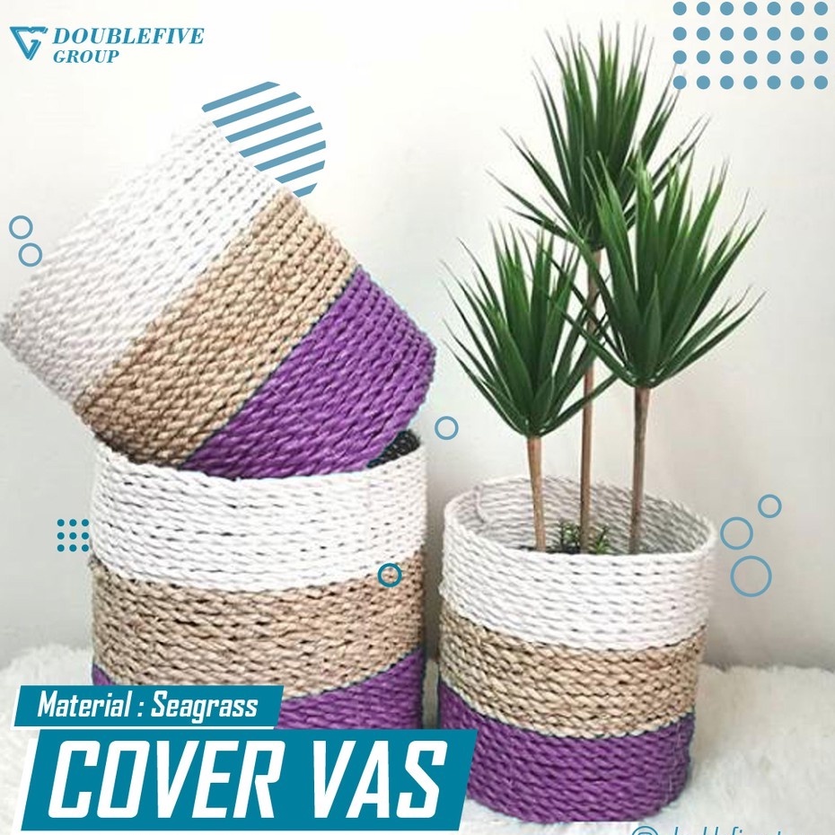 Cover Pot Anyaman isi 3. Seagrass Basket, Hiasan Keranjang Anyam