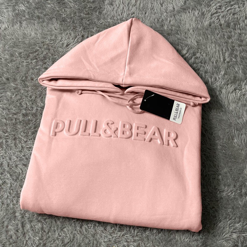 sweater hoodie pull and bear jaket pullover sablon embossed font timbul hodie