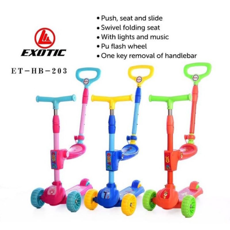 SCOOTER EXOTIC ET HB 203 MERK EXOTIC | 4IN1 STROLLER, KURSI DUDUK, SCOOTER, PUSH BIKE