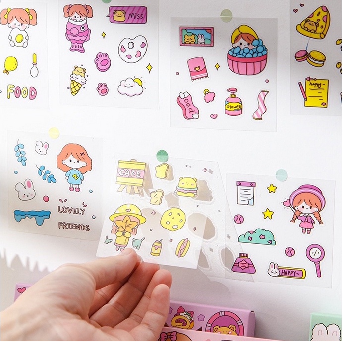 Sticker Lucu 2D Stiker Botol Minum Viral Isi 5 Lembar  / Stiker Botol Minum Anak Karakter  / Stiker MOMO Viral Waterproof Motif Kartun Korea Lucu Anti Air / Stiker Anti Air Botol Hp Laptop Buku Lucu