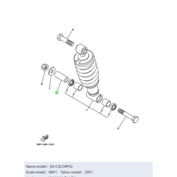 BOS BOSH SOLID ARM, SHOCK SHOK BELAKANG SCORPIO ASLI ORI YAMAHA 90380 12121