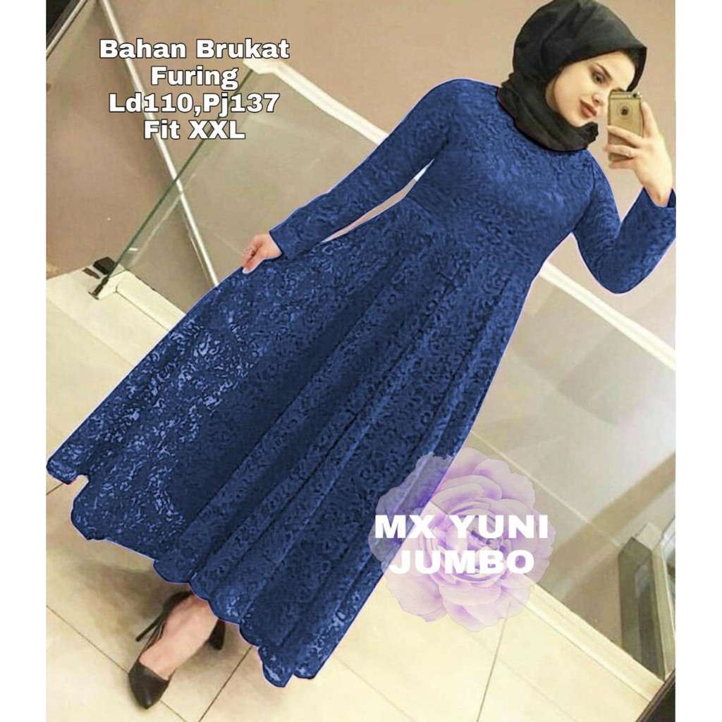 INDOBEST 2XL / XXL BRUKAT DRESS MEWAH YUNI / JUMBO SIZE / GAUN PESTA FORMAL