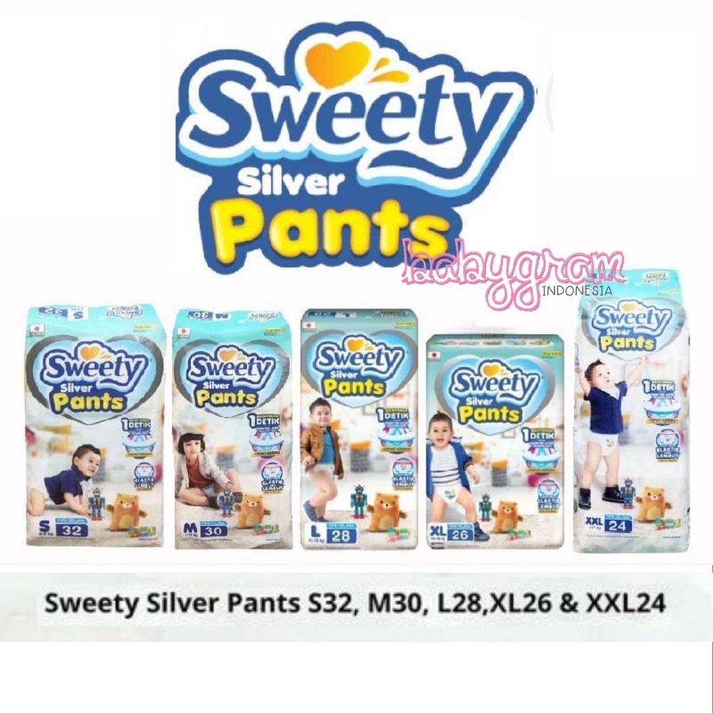 SWEETY Silver Pants S32 / M30 / L28 / XL26 / XXL24 Popok Celana baby anak bayi Diapers