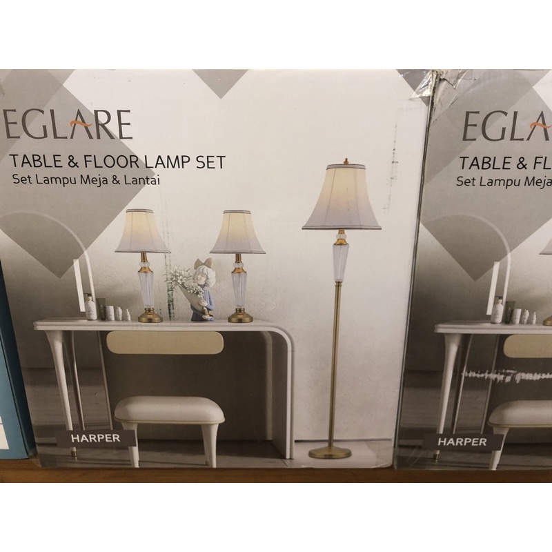 EGLARE COMBO SET HARPER BRASS LAMPU MEJA DAN LANTAI 3-SET E-27/ COMBO SET/ LAMPU TIDUR/ LAMPU NAKAS/LAMPU FLOOR/LAMPU HIAS LANTAI