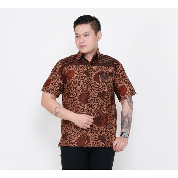 Kemeja Batik Pria Merah Maroon