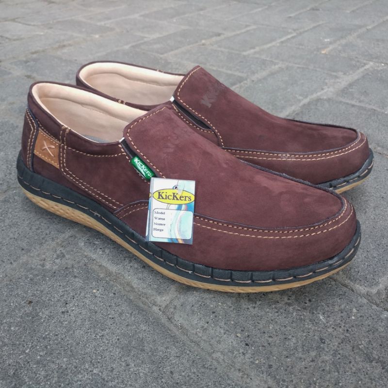 Kickers Sepatu Casual Kasual Pria Bahan Kulit Asli Model Slip On Harga Murah Kode KC.54