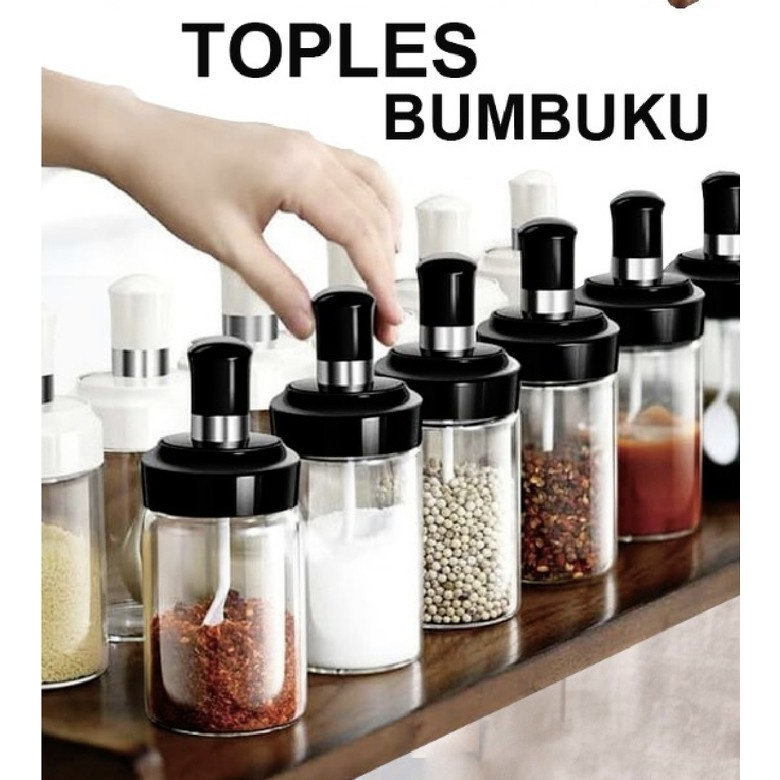 Stainless Steel Glass Kitchen Spice Jar Set Seasoning Bottle 3pcs