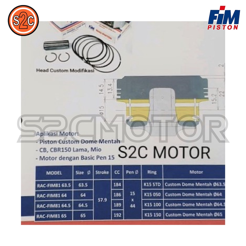 PISTON KIT CBR 150 LAMA MENTAHAN FIM81 FIM 81 PIN 15-2