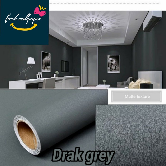 Ready Stok WALLPAPER STIKER DINDING ABU ABU TUA POLOS BERSERAT ELEGAN - abu tua