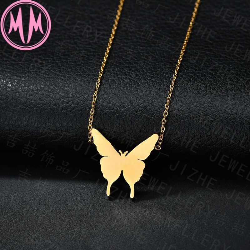 MORYMOSHI N673 Kalung Wanita Kupu-Kupu Titanium Stainless Anti Karat Anti Luntur Fashion Korea