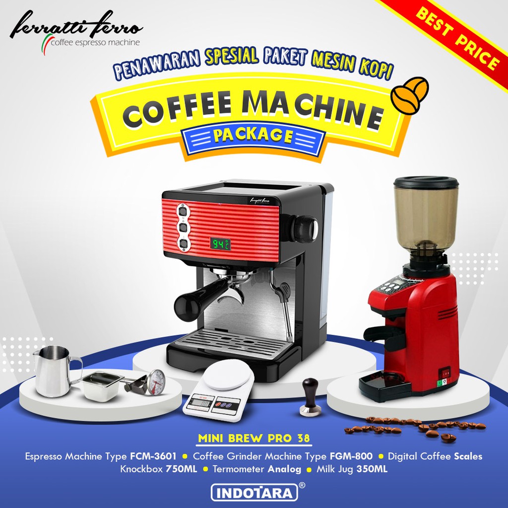 Paket mesin kopi Espresso Mini Brew Pro 37 - 38 - 39