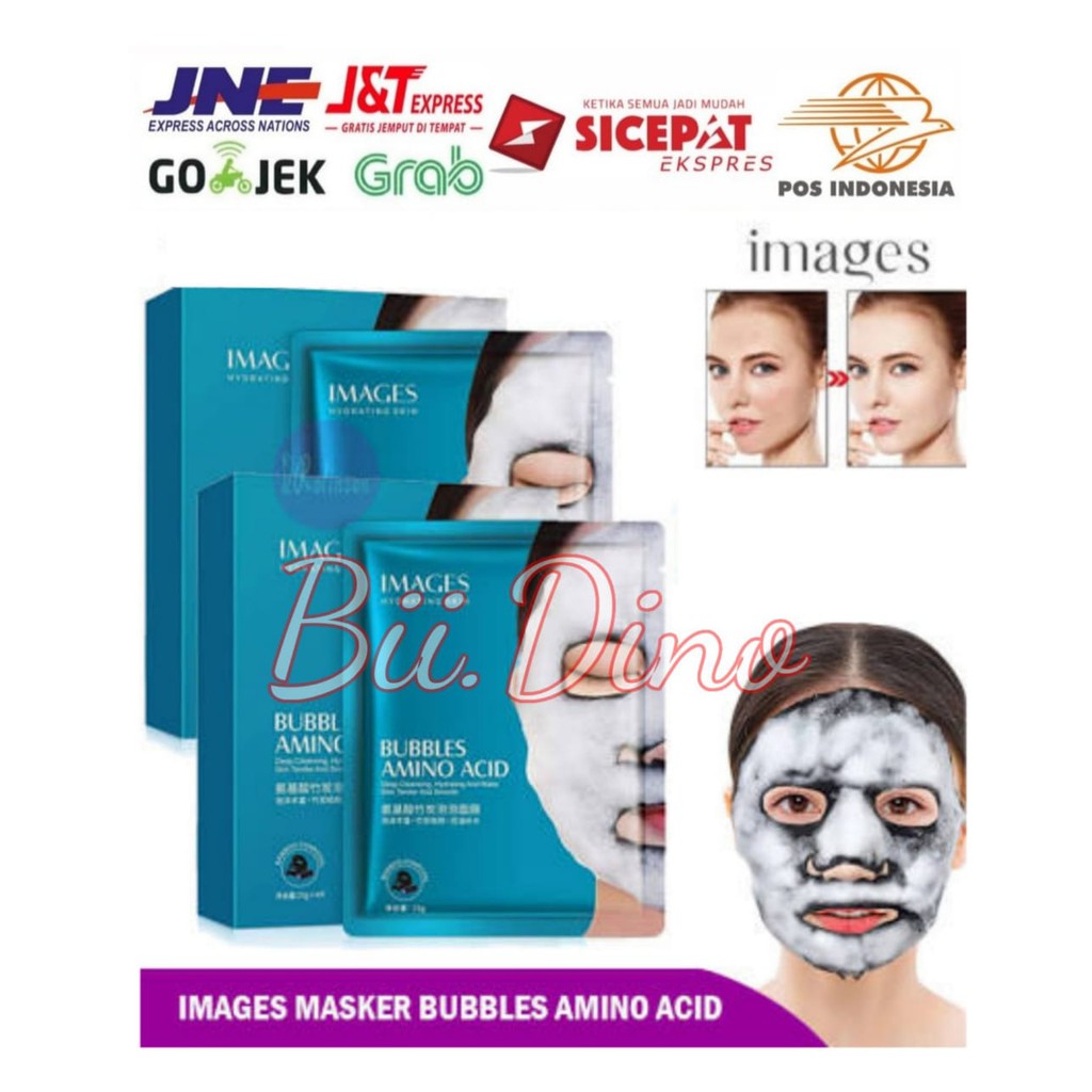 Images Bubbles Amino Acid Sheet Mask Masker Gelembung Images Oksigen Arang Bambu