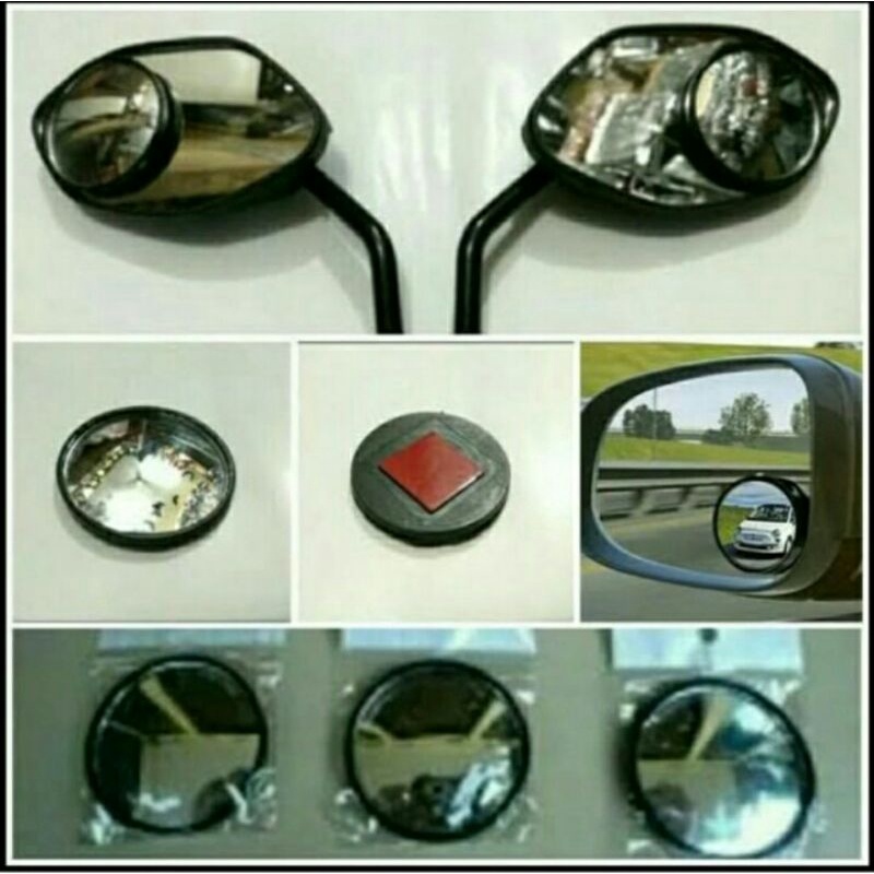 Kaca Spion Bulat Tempel Motor - Kaca Spion Bulat Kecil Cembung Tempel Mobil