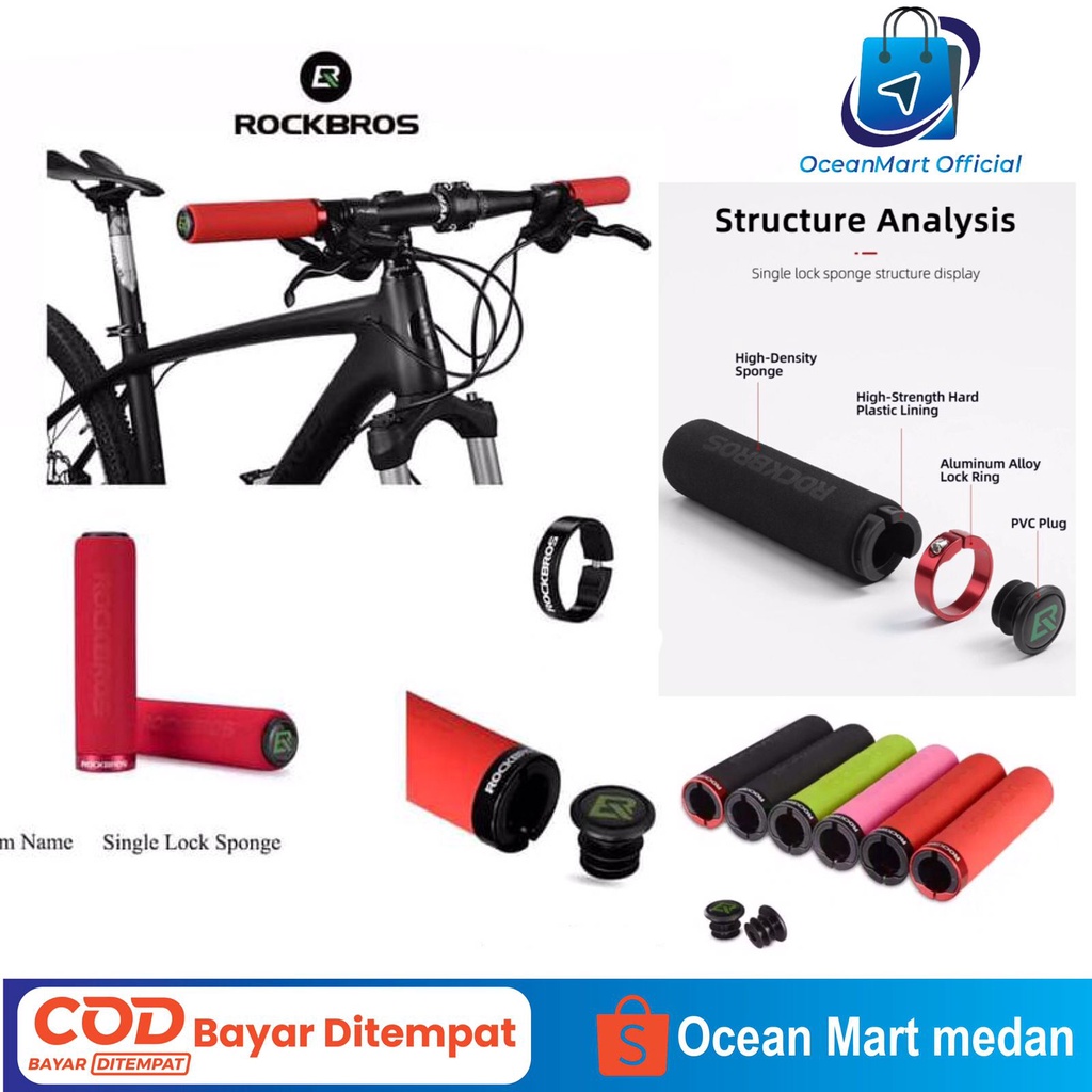 Handgrip Sepeda ROCKBROS Sponge Handlebar BT-1001 Handle Grips Stang Bicycle MTB Folding Aksesoris Bersepeda