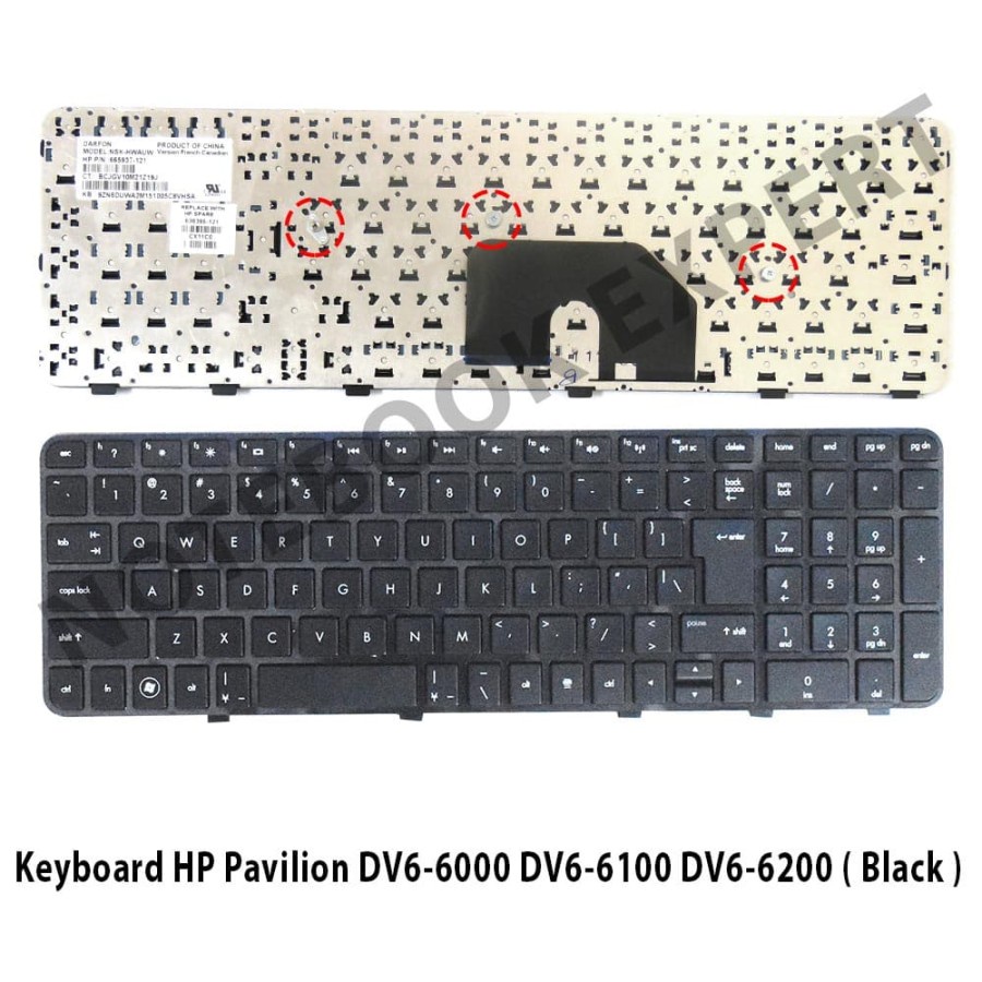 KEYBOARD HP DV6-6000 DV6-6100 DV6-6200 FRAME BLACK Ori