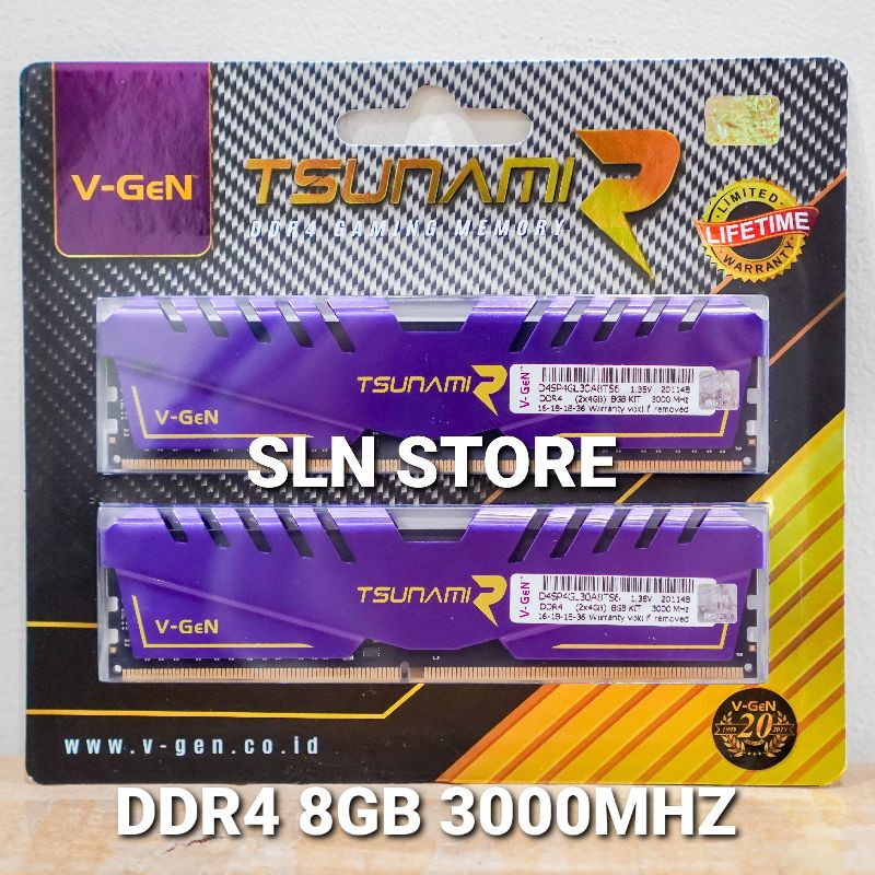 DDR4 8GB KIT (2×4GB) V-GeN TSUNAMI R RAM GAMING VGEN 2666 3000 3200 MHZ